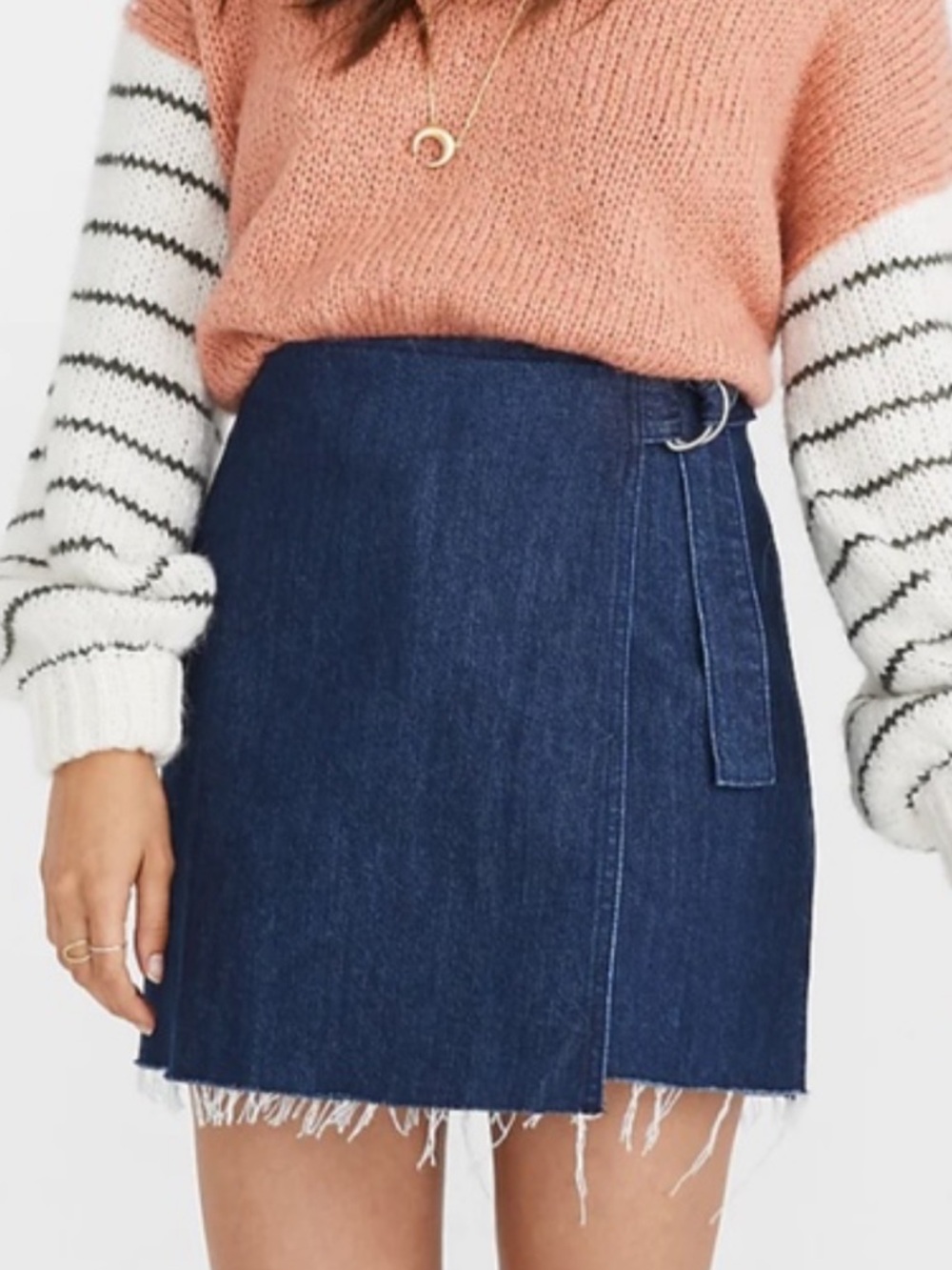 Madewell Raw Hem Wrap Denim Skirt